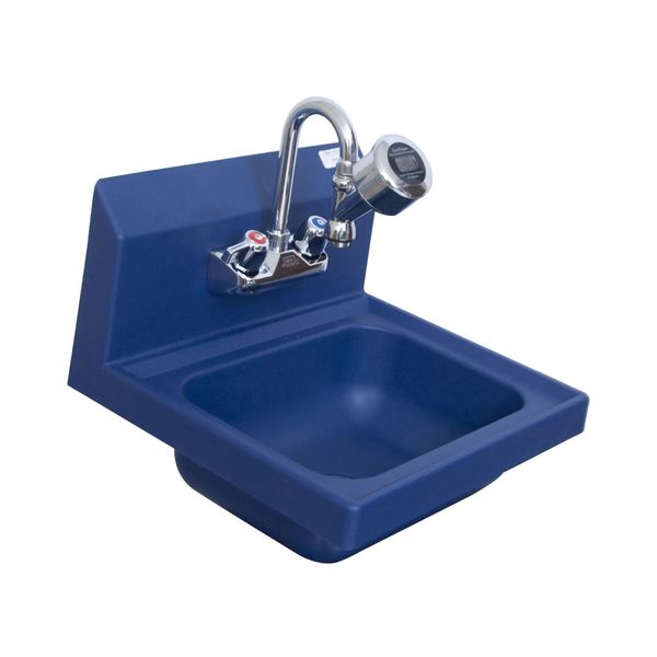 Bk Resources IONTM Blue Antimicrobial Hand Sink w/Sanitimer, Faucet 14Óx10Óx5Ó APHS-W1410-STBPG